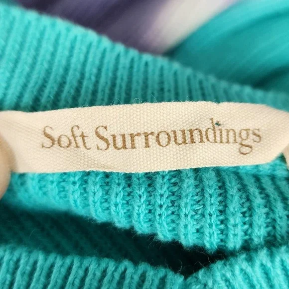 Soft Surroundings Tie Dye V Neck Sweater Aqua‎ Lavender Cotton Size S - Picture 7 of 10